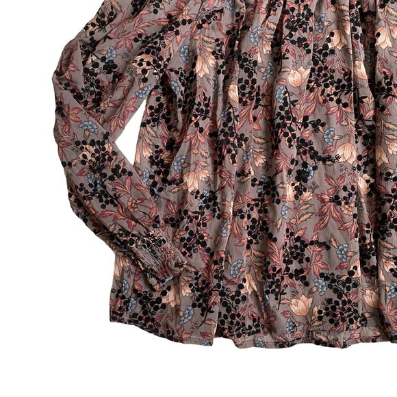 Knox Rose Floral Velvet Burnout Shirt Smocked Victorian Dark Fairy Whimsigoth-XL - Picture 7 of 16